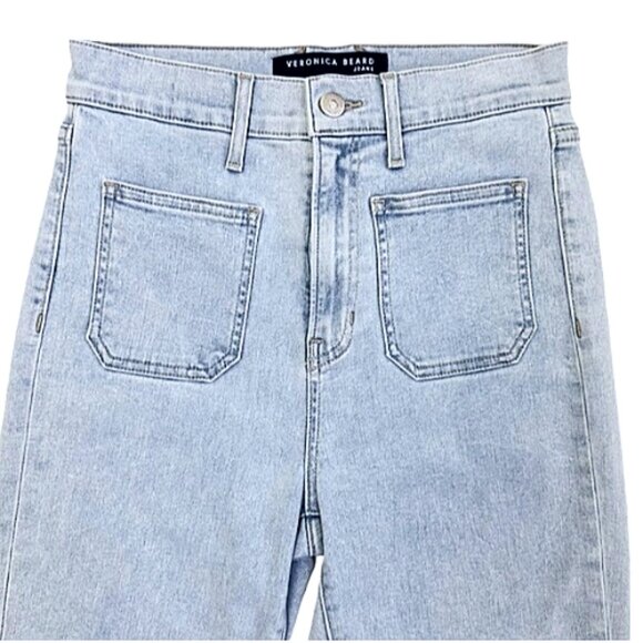 Veronica Beard Carly Kick Flare High Rise Jeans 27 Designer Denim Sky Blue - Picture 3 of 13